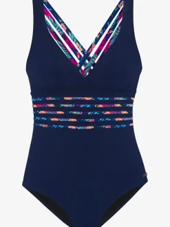 Maillot de bain avec empiècements imprimés et encolure V