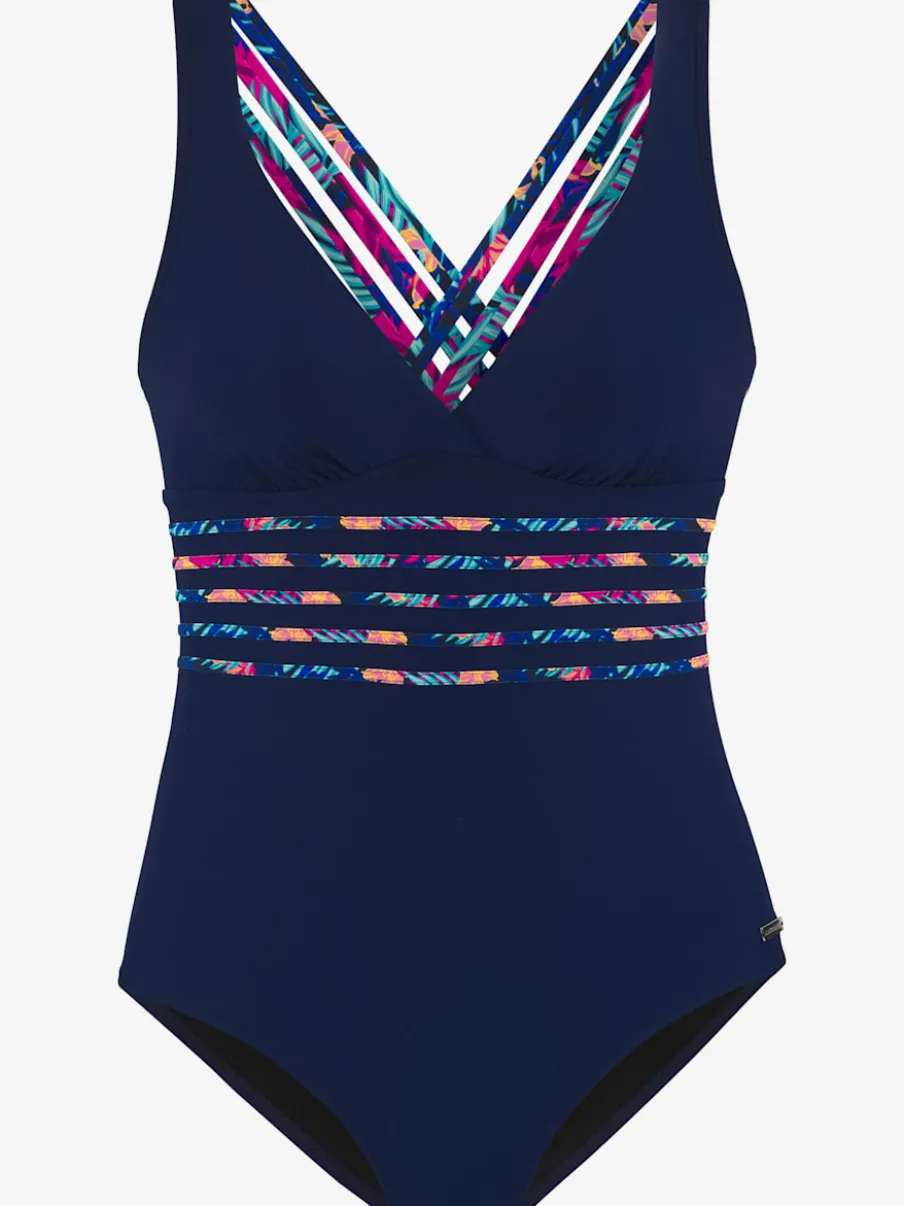 Maillot de bain avec empiècements imprimés et encolure V