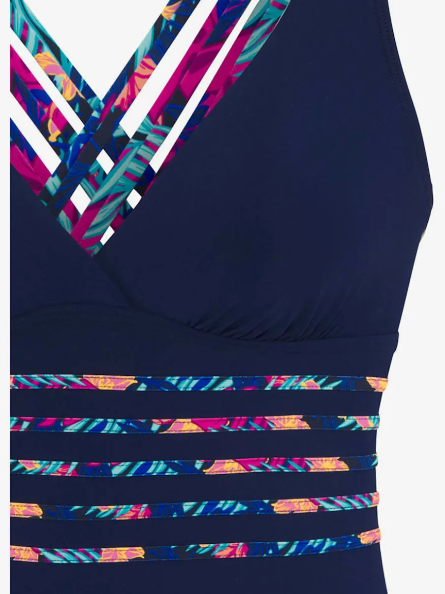 Maillot de bain avec empiècements imprimés et encolure V