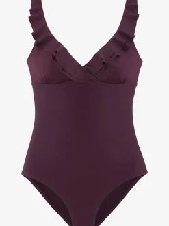 Maillot de bain avec encolure en V et finition volant
