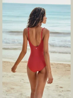 Maillot de bain avec encolure en V et finition volant