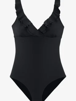 Maillot de bain avec encolure en V et finition volant