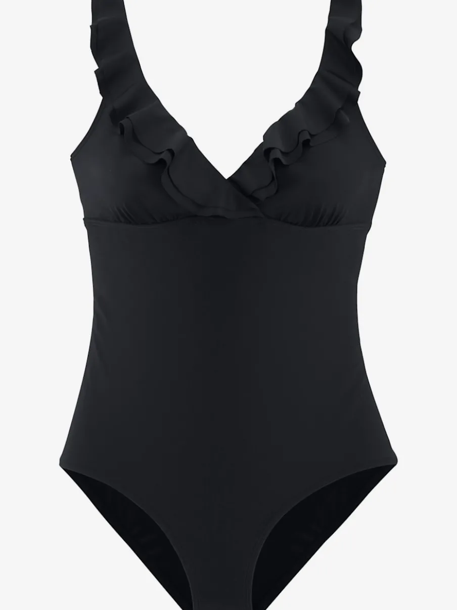 Maillot de bain avec encolure en V et finition volant