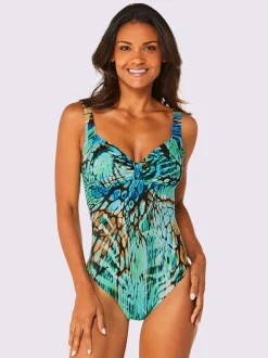 Maillot de bain avec encolure en V et fronces décoratives