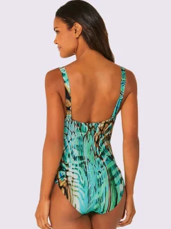 Maillot de bain avec encolure en V et fronces décoratives