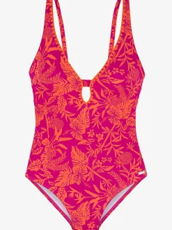 Maillot de bain avec encolure dégagée et imprimé tropical