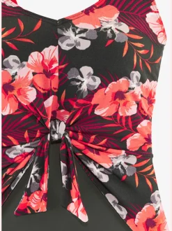 Maillot de bain avec insert modelant et imprimé floral encolure dégagée