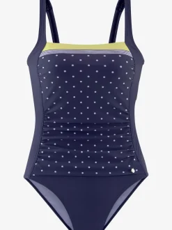 Maillot de bain avec motifs à pois et rayures intégrées