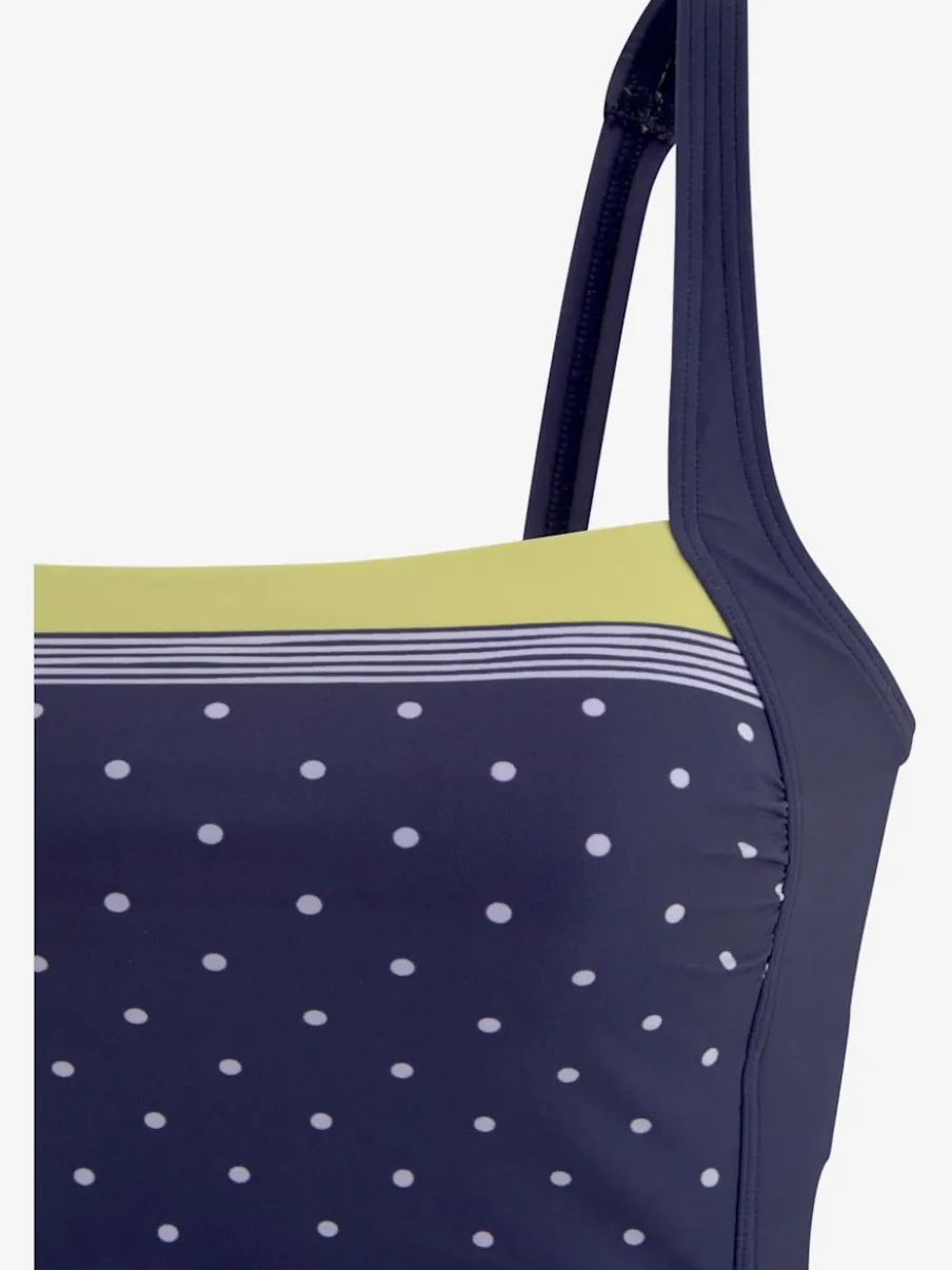 Maillot de bain avec motifs à pois et rayures intégrées