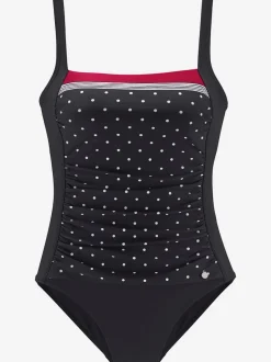 Maillot de bain avec motifs pois et rayures ajustés