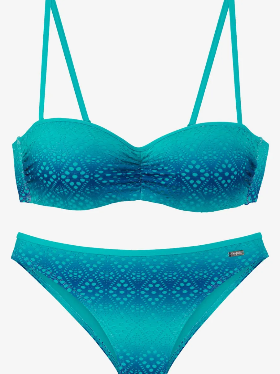 Maillot de bain bandeau à armatures avec broderie ajourée et bretelles amovibles