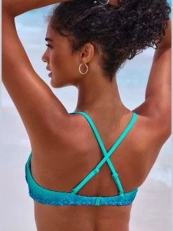 Maillot de bain bandeau à armatures avec broderie ajourée et bretelles amovibles