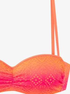 Maillot de bain bandeau à armatures avec broderie ajourée et bretelles amovibles