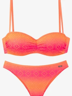 Maillot de bain bandeau à armatures avec broderie ajourée et bretelles amovibles