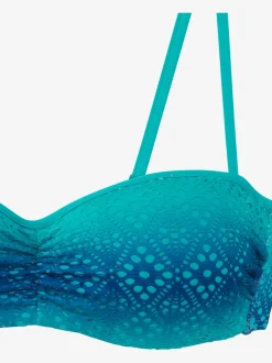 Maillot de bain bandeau à armatures avec broderie ajourée et bretelles amovibles