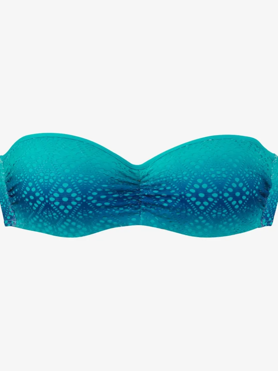 Maillot de bain bandeau à armatures avec broderie ajourée et bretelles amovibles