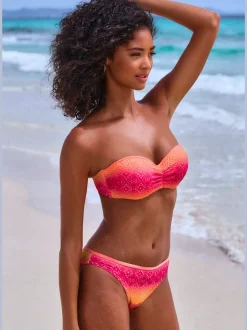 Maillot de bain bandeau à armatures avec broderie ajourée et bretelles amovibles