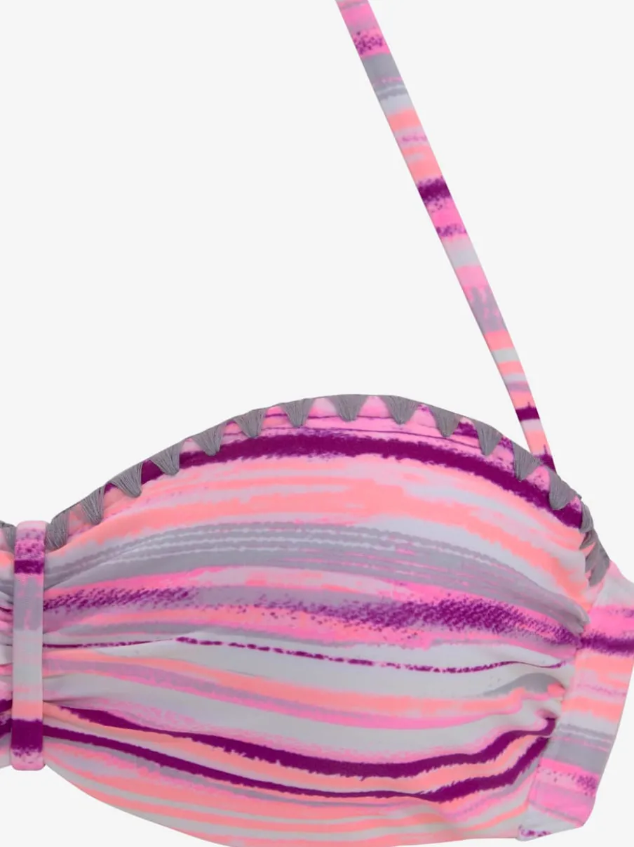 Maillot de bain bandeau à armatures avec rayures décoratives