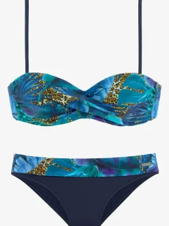 Maillot de bain bandeau à armatures avec motif jungle et bonnets rembourrés