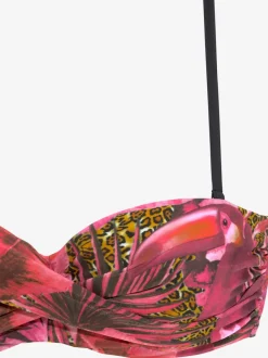Maillot de bain bandeau à armatures avec motif jungle et bonnets rembourrés