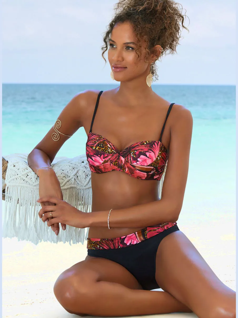 Maillot de bain bandeau à armatures avec motif jungle et bonnets rembourrés