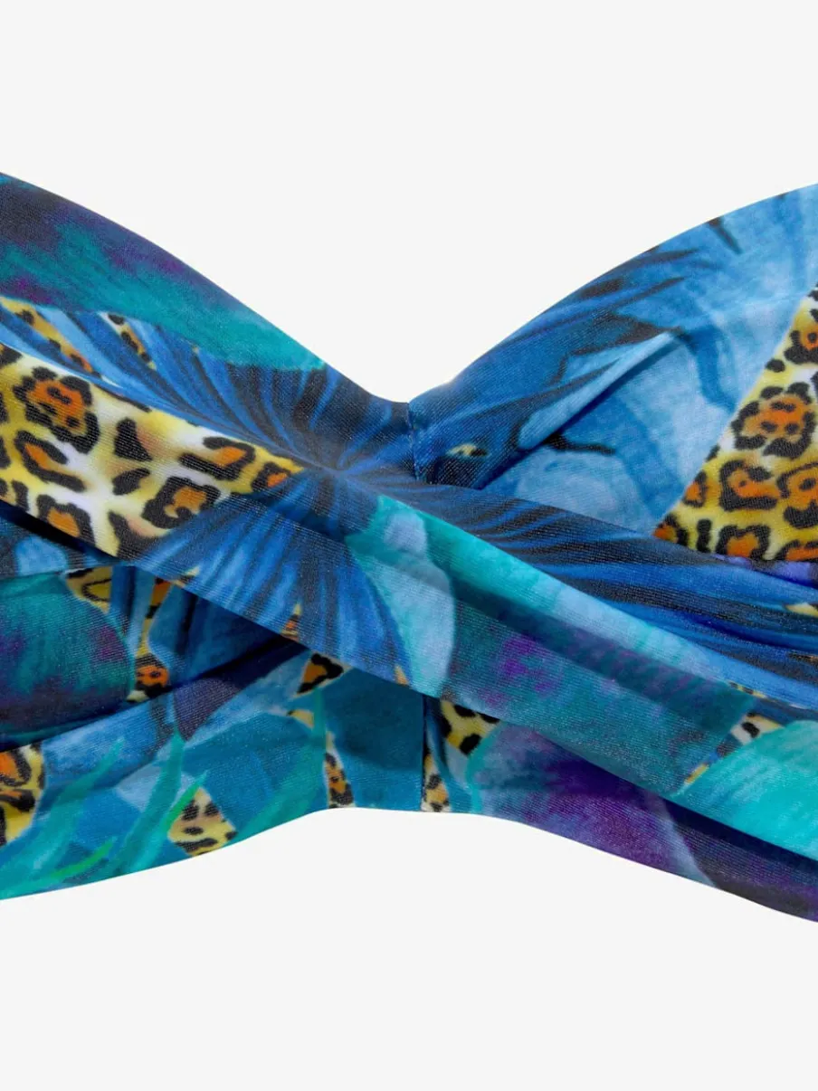 Maillot de bain bandeau à armatures avec motif jungle et bonnets rembourrés