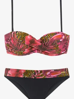 Maillot de bain bandeau à armatures avec motif jungle et bonnets rembourrés