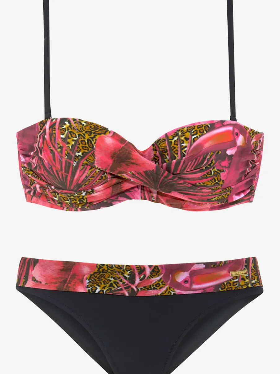 Maillot de bain bandeau à armatures avec motif jungle et bonnets rembourrés