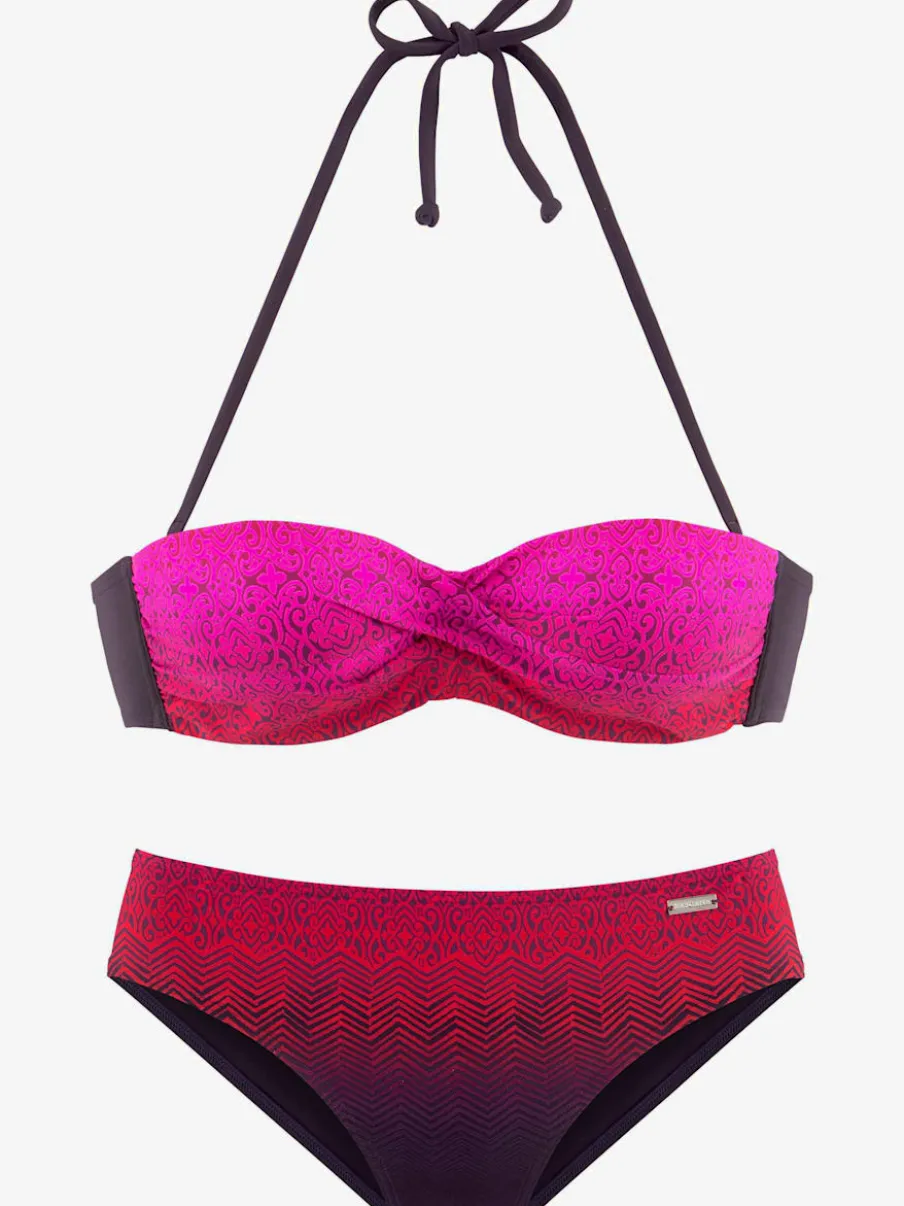 Maillot de bain bandeau à armatures avec imprimé graphique et bretelles amovibles