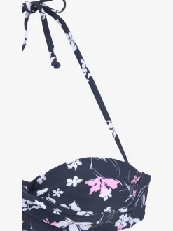 Maillot de bain bandeau à armatures en imprimé floral avec bretelles amovibles