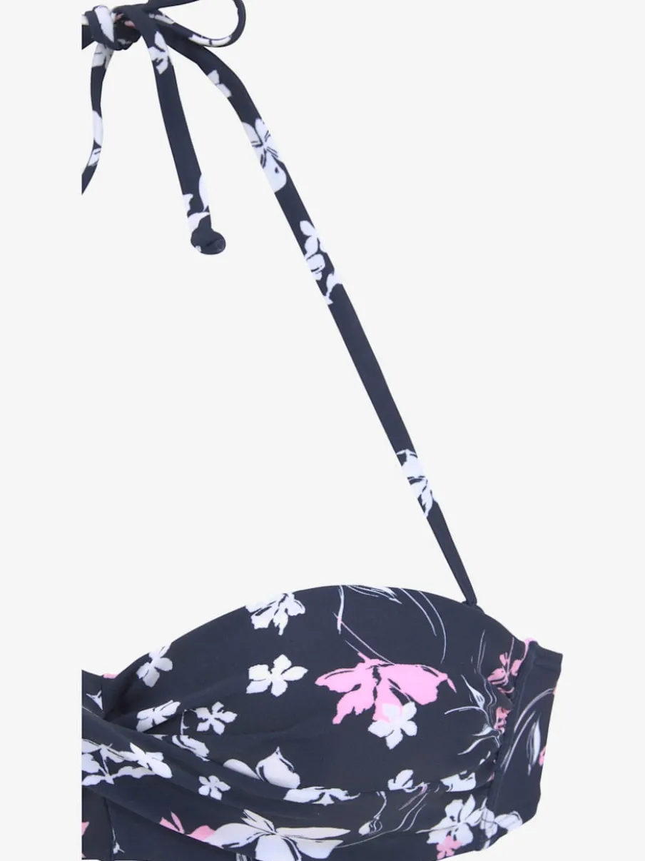 Maillot de bain bandeau à armatures en imprimé floral avec bretelles amovibles
