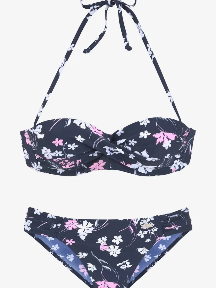 Maillot de bain bandeau à armatures en imprimé floral avec bretelles amovibles