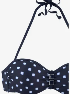 Maillot de bain bandeau à armatures avec imprimé pois et bretelles amovibles