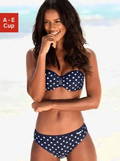 Maillot de bain bandeau à armatures avec imprimé pois et bretelles amovibles