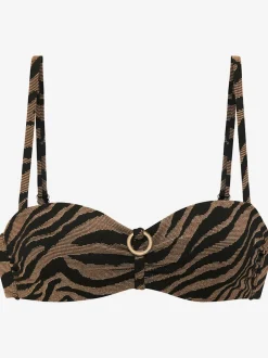 Maillot de bain bandeau à armatures avec motif animalier rayé