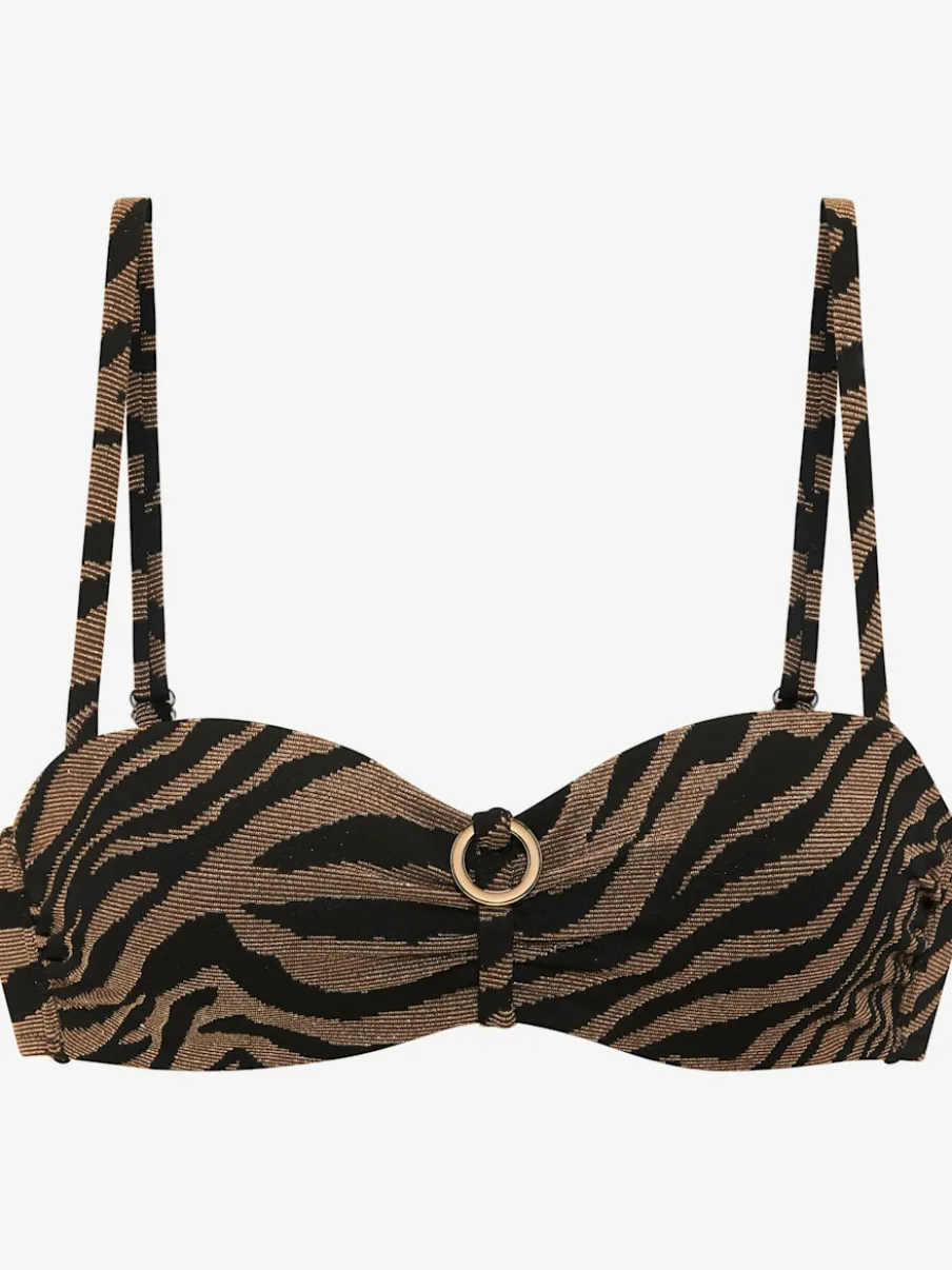 Maillot de bain bandeau à armatures avec motif animalier rayé