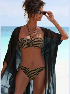 Maillot de bain bandeau à armatures avec motif animalier rayé