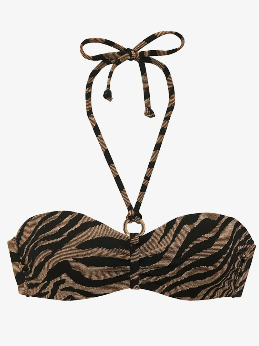 Maillot de bain bandeau à armatures avec motif animalier rayé