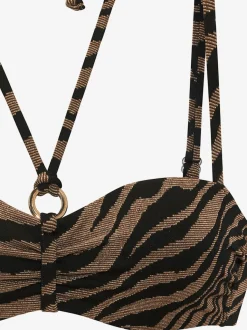 Maillot de bain bandeau à armatures avec motif animalier rayé