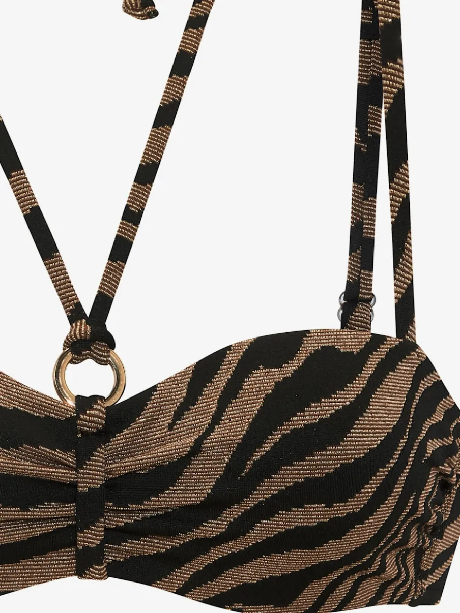 Maillot de bain bandeau à armatures avec motif animalier rayé