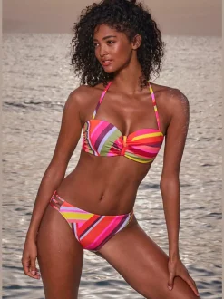 Maillot de bain bandeau avec armatures à imprimé graphique et bretelles amovibles