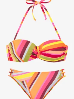 Maillot de bain bandeau avec armatures à imprimé graphique et bretelles amovibles