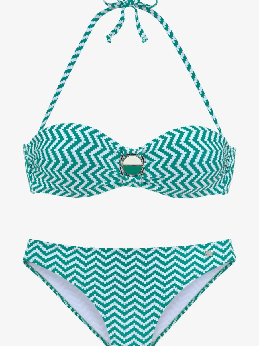 Maillot de bain bandeau avec motif zigzag géométrique classique