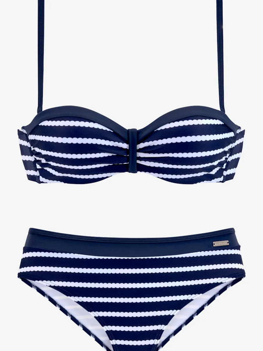 Maillot de bain bandeau avec rayures et bonnets rembourrés