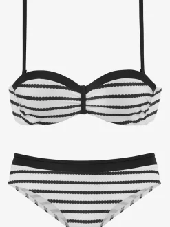 Maillot de bain bandeau avec rayures et bonnets rembourrés