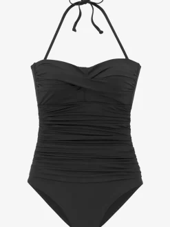 Maillot de bain bandeau à fronces avec bretelles amovibles
