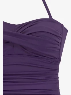 Maillot de bain bandeau à fronces avec bretelles amovibles