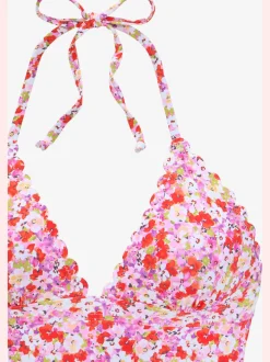 Maillot de bain à bords ondulés avec bonnets amovibles et nouage au cou