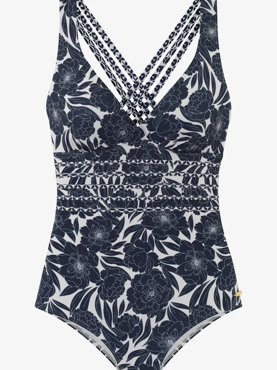 Maillot de bain à bretelles croisées et motifs floraux