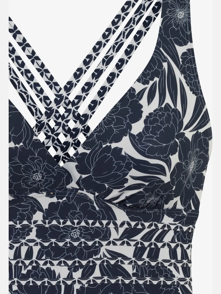 Maillot de bain à bretelles croisées et motifs floraux